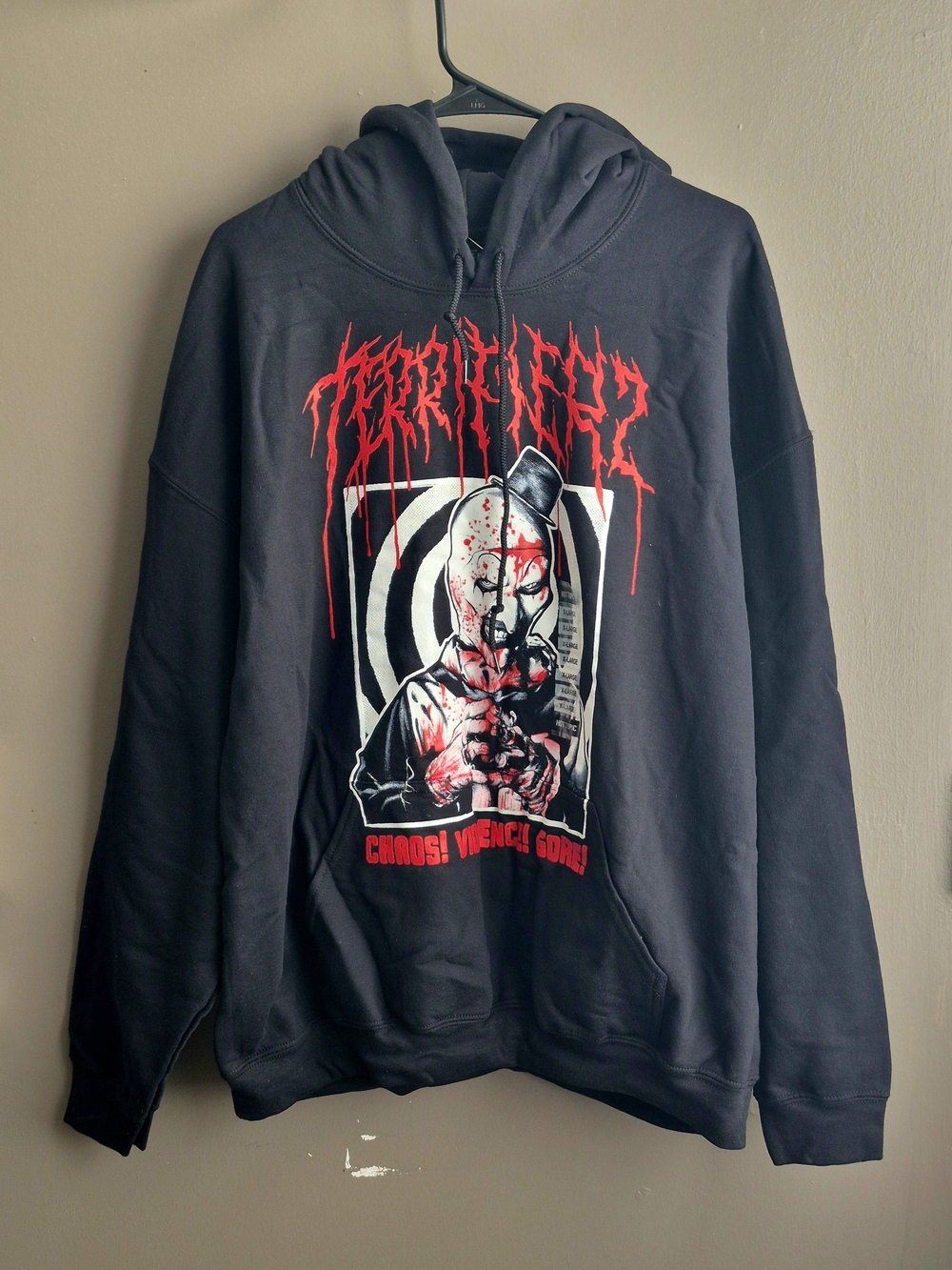 Terrifier 2 Graphic Hoodie "Chaos! Violence! Gore!" Art The Clown